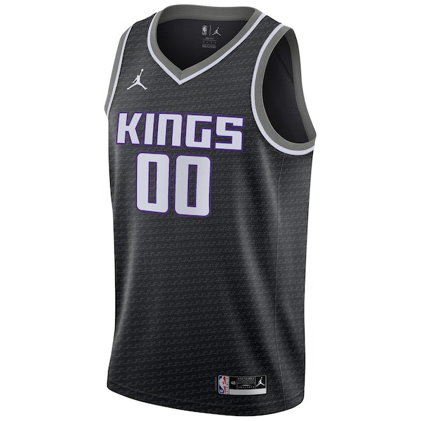 Sacramento Kings Jordan Brand Swingman Custom Jersey - Statement Edition - Black - Image 2