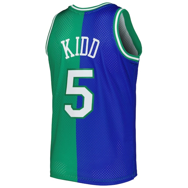 Jason Kidd Dallas Mavericks Hardwood Classics 1994/95 Split Swingman Jersey - Blue/Green - Image 3