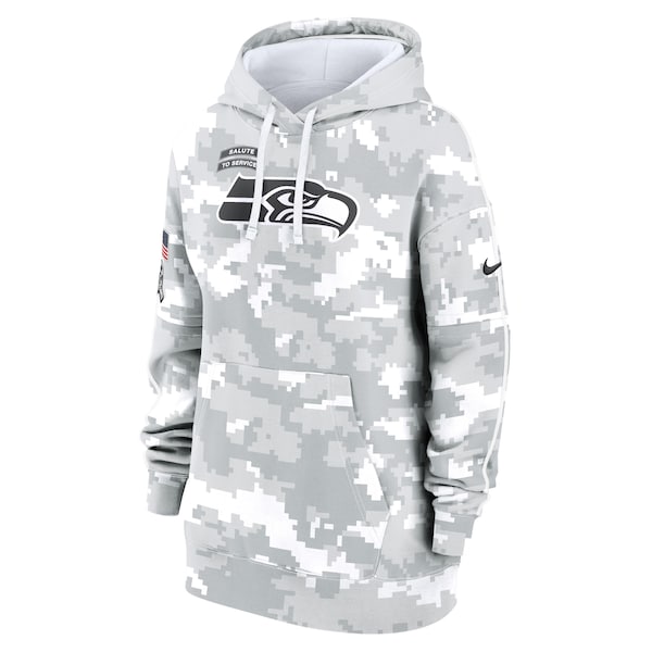 Seattle Seahawks Nike Women's 2024 Salute To Service Club Fleece Pullover Hoodie - Arctic Camo - Image 2