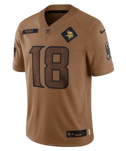 Alternative view of Justin Jefferson Minnesota Vikings Nike 2023 Salute To Service Limited Jersey - Brown