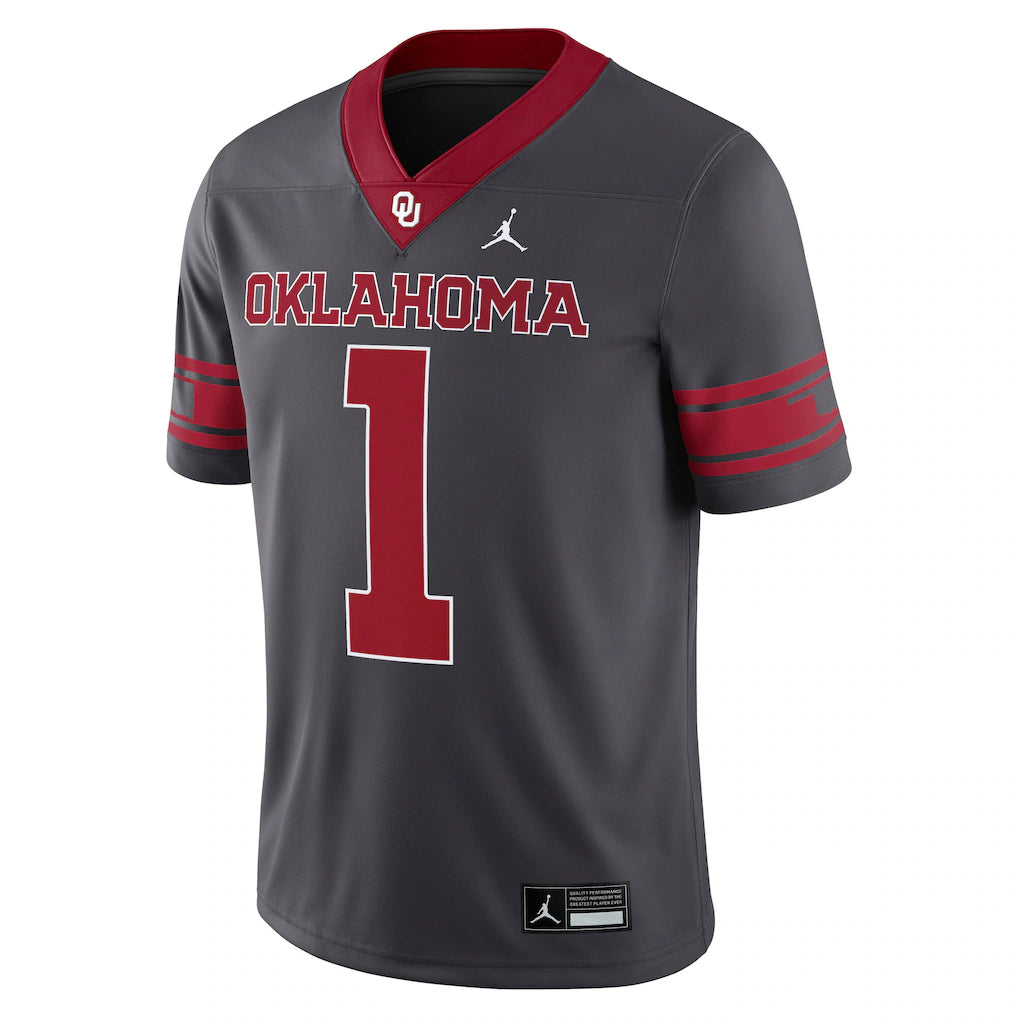 #1 Oklahoma Sooners Jordan Brand Alternate Game Jersey - Anthracite - Image 3