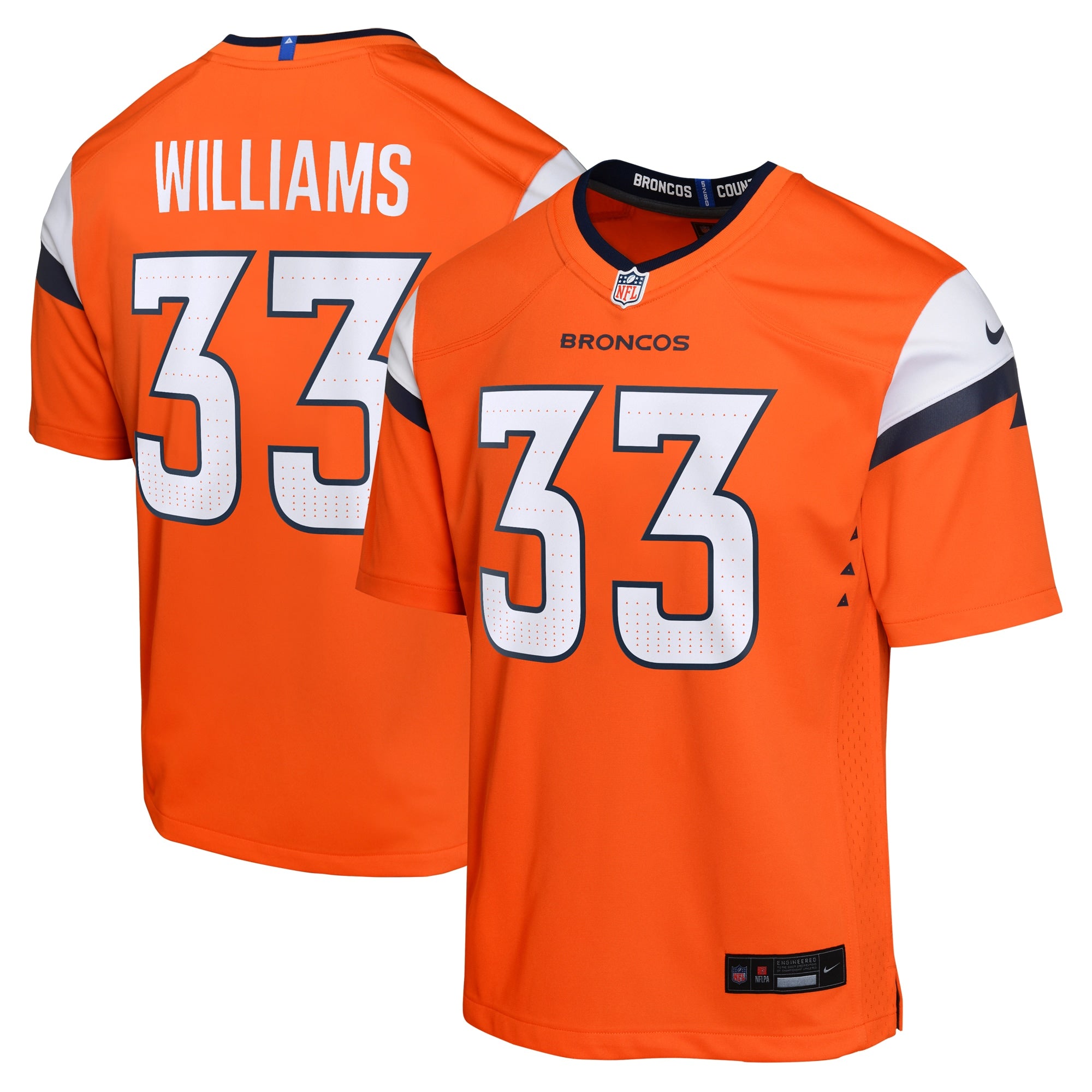 Javonte Williams Denver Broncos Nike Youth Alternate Game Jersey - Navy/Orange - Image 6