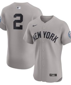 Derek Jeter New York Yankees Nike Road 2020 Hall of Fame Induction Patch Elite Player Jersey - Gray
