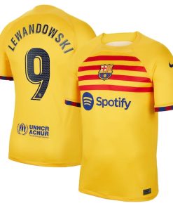 Robert Lewandowski Barcelona Nike Youth 2022/23 Fourth Breathe Stadium Replica Player Jersey - Yellow