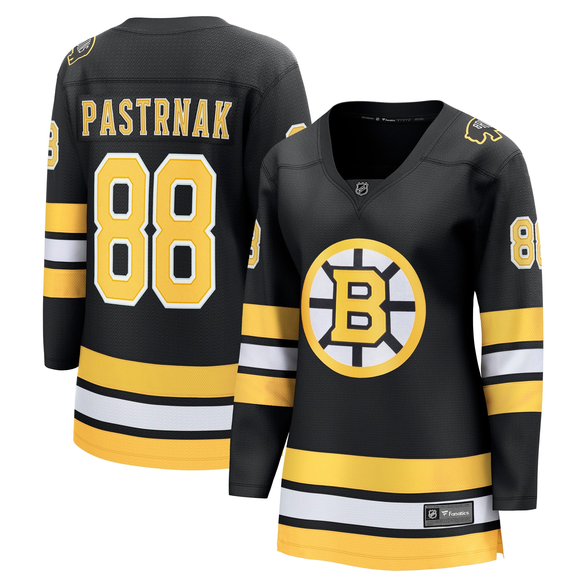 David Pastrnak Boston Bruins Women's Away Breakaway Player Jersey - White/Black - Image 6