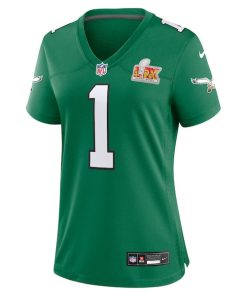 Alternative view of Jalen Hurts Philadelphia Eagles Nike Women's Super Bowl LIX 2nd Alternate Game Jersey - Kelly Green