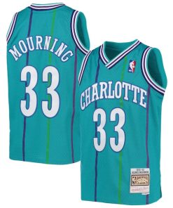 Alonzo Mourning Charlotte Hornets Youth 1992/93 Hardwood Classics Swingman Jersey - Teal