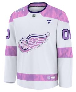 Alternative view of Detroit Red Wings  2024 Hockey Fights Cancer Custom Practice Jersey - White