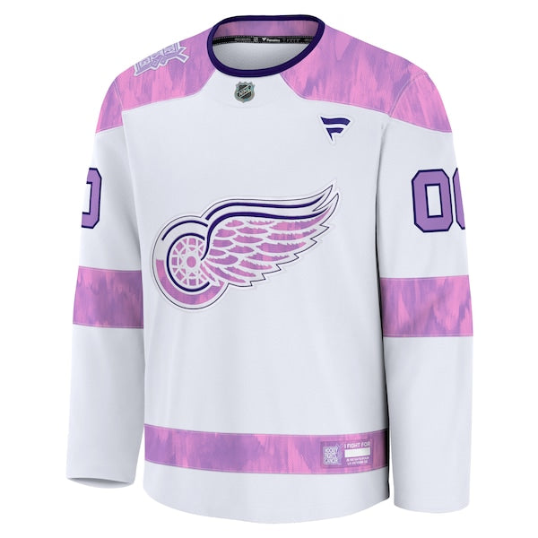 Detroit Red Wings 2024 Hockey Fights Cancer Custom Practice Jersey - White - Image 2