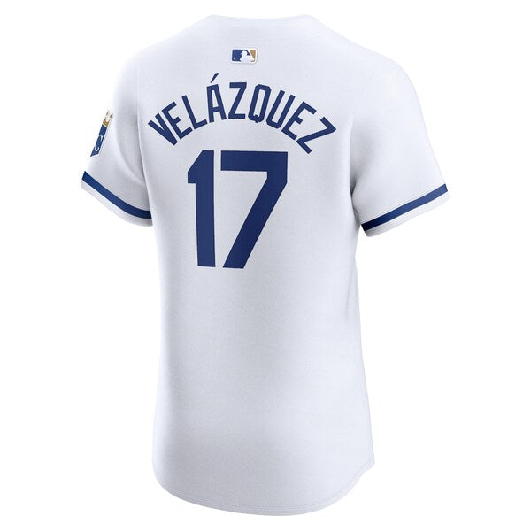 Nelson Velazquez Kansas City Royals Nike Home Elite Player Jersey - White - Image 3