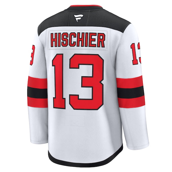 Nico Hischier New Jersey Devils Away Premium Jersey - White/Black/Red - Image 4