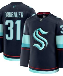 Philipp Grubauer Seattle Kraken  Home Premium Jersey - Deep Sea Blue