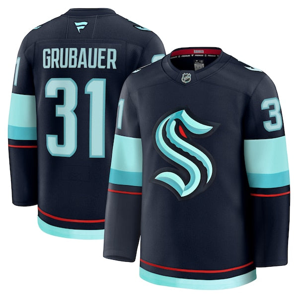 Philipp Grubauer Seattle Kraken Home Premium Jersey - Deep Sea Blue