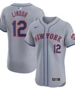 Francisco Lindor New York Mets Nike Road Elite Player Jersey - Gray