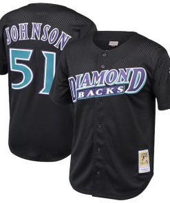 Randy Johnson Arizona Diamondbacks  Cooperstown Collection Mesh Batting Practice Button-Up Jersey? - Black