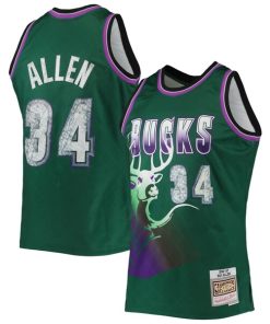 Ray Allen Milwaukee Bucks 1996/97 Hardwood Classics NBA 75th Anniversary Diamond Swingman Jersey - Green