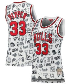 Scottie Pippen Chicago Bulls Women's 1997 Doodle Swingman Jersey - White