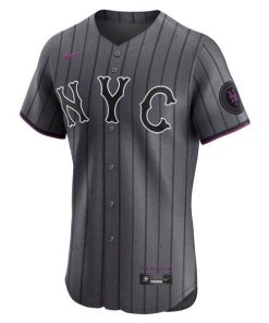 Alternative view of Francisco Lindor New York Mets Nike City Connect Elite Jersey - Gray
