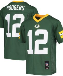 Alternative view of Aaron Rodgers Green Bay Packers Youth Replica Player Jersey - Green/White