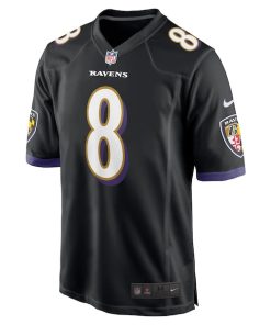 Alternative view of Lamar Jackson Baltimore Ravens Nike Alternate Game Jersey -  Black