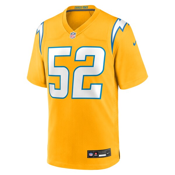 Khalil Mack Los Angeles Chargers Nike Alternate Charger Power Game Player Jersey - Gold/Navy - Image 3