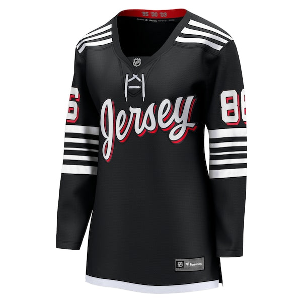 Jack Hughes New Jersey Devils Women's Alternate Premier Breakaway Player Jersey - Black - Image 2