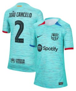 Joao Cancelo Barcelona Nike Youth 2023/24 Third Replica Jersey - Aqua