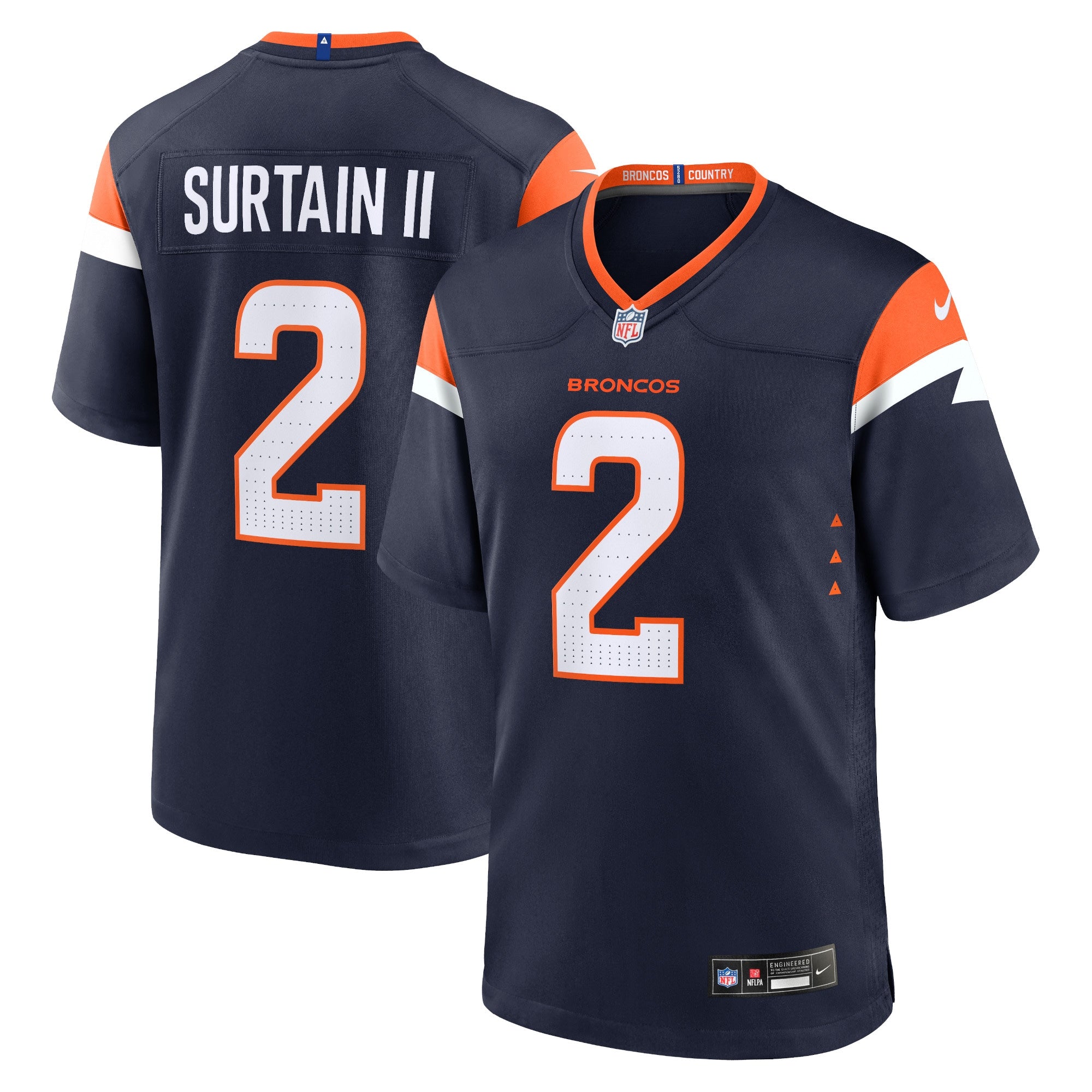 Patrick Surtain II Denver Broncos Nike Game Jersey - Orange/Navy/White - Image 5