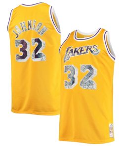 Magic Johnson Los Angeles Lakers Big & Tall 1984/85 NBA 75th Anniversary Diamond Swingman Jersey - Gold