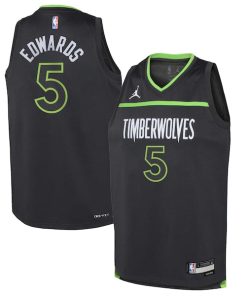 Anthony Edwards Minnesota Timberwolves Jordan Brand Youth Swingman Jersey - Statement Edition - Black