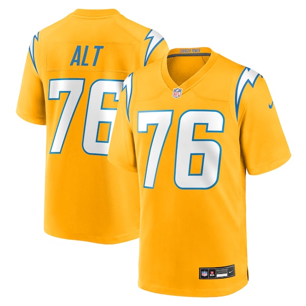 Joe Alt Los Angeles Chargers Nike Alternate Charger Power Game Player Jersey - Gold/Powder Blue/Navy - Image 2