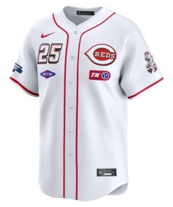 Alternative view of #25 Cincinnati Reds Nike 2025 MLB Speedway Classic Home Replica Jersey - White