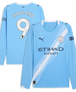Erling Haaland Manchester City Puma 2025/26 Home Replica Long Sleeve Player Jersey - Sky Blue