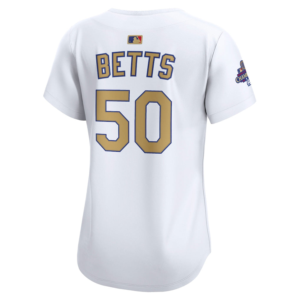Mookie Betts Los Angeles Dodgers Nike Women's 2025 Gold Collection Limited Jersey - White - Image 3