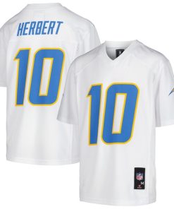 Justin Herbert Los Angeles Chargers Youth Replica Player Jersey - White/Powder Blue
