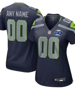 Seattle Seahawks Nike Women's 50th Season Team Custom Game Jersey - College Navy/Royal/Neon Green
