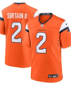 Alternative view of Patrick Surtain II Denver Broncos Nike Game Jersey - Orange/Navy/White