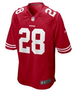 Alternative view of Trey Sermon San Francisco 49ers Nike 2021 NFL Draft Pick Game Jersey - Scarlet