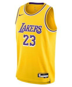 Alternative view of LeBron James Los Angeles Lakers Nike Youth Swingman Jersey - Icon Edition - Gold