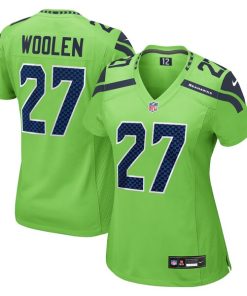 Alternative view of Tariq Woolen Seattle Seahawks Nike Women's  Game Jersey - Neon Green/Navy/Royal