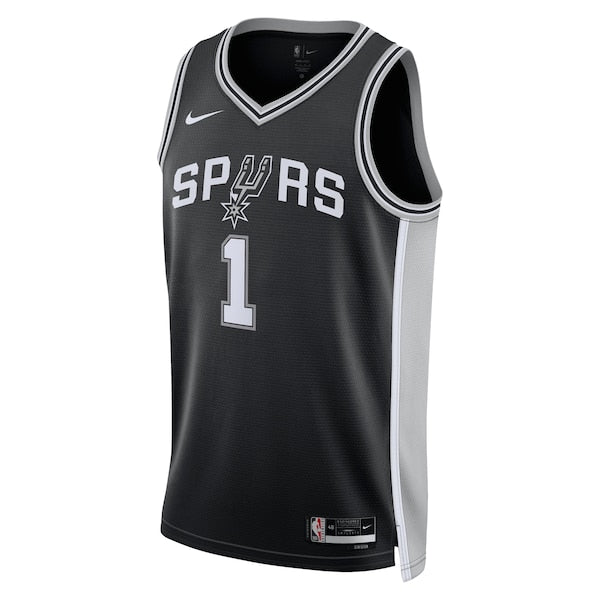 Victor Wembanyama San Antonio Spurs Nike Unisex 2023 NBA Draft First Round Pick Swingman Jersey - Icon Edition - Black - Image 2