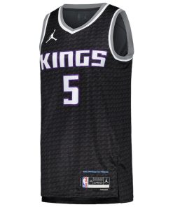 Alternative view of De'Aaron Fox Sacramento Kings Jordan Brand Swingman Player Jersey - Statement Edition - Black