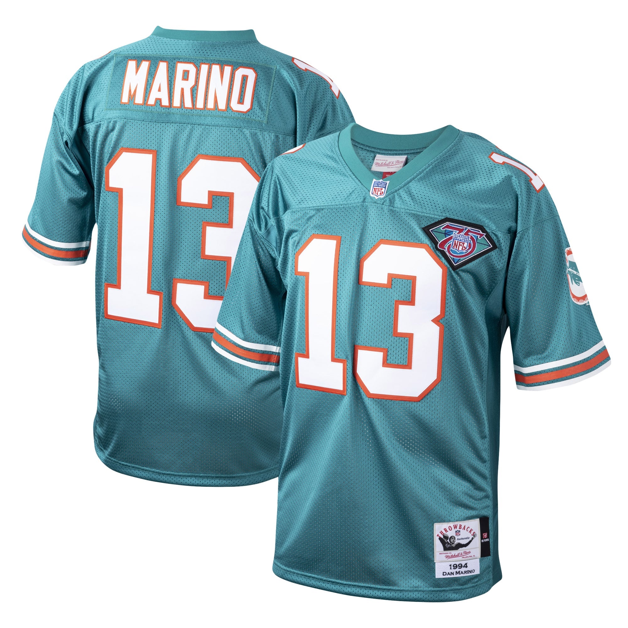 Dan Marino Miami Dolphins 1995 Authentic Throwback Retired Player Jersey - White/Aqua - Image 5