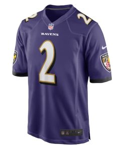Alternative view of Nate Wiggins Baltimore Ravens Nike 2024 NFL Draft First Round Pick Player Game Jersey - Purple