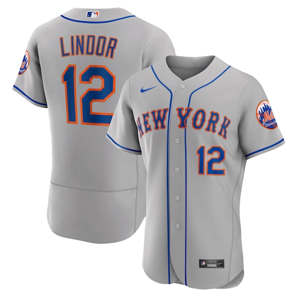 Francisco Lindor New York Mets Nike Road Authentic Player Jersey - Gray/White - Image 2