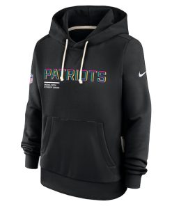 Alternative view of New England Patriots Nike Women's 2025 NFL Crucial Catch Sideline Standard Issue Dri-FIT Hoodie - Black