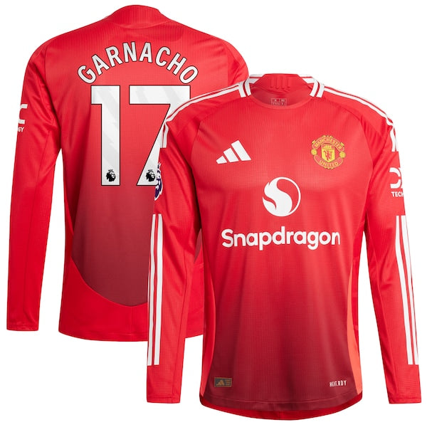 Alejandro Garnacho Manchester United 2024/25 Home Authentic Long Sleeve Player Jersey - Red - Image 2