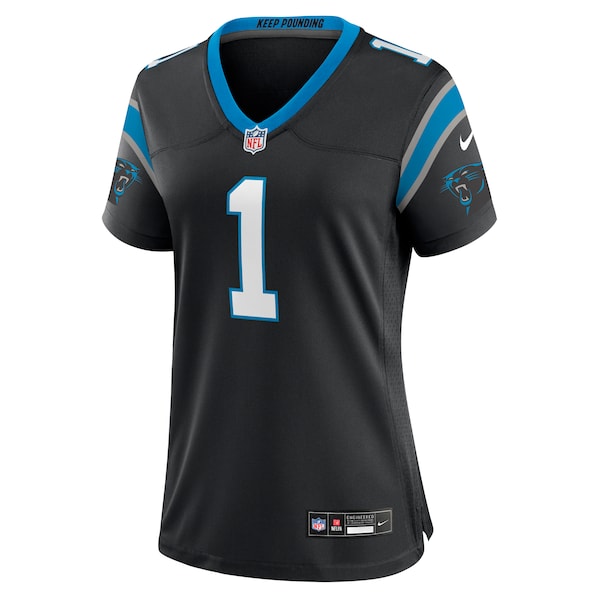 Number 1 Mom Carolina Panthers Nike Women's Game Jersey - Black - Image 2