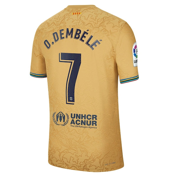 Ousmane Dembele Barcelona Nike 2022/23 Away Authentic Player Jersey - Gold - Image 3