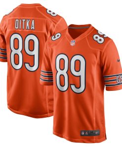 Alternative view of Mike Ditka Chicago Bears Nike Retired Player Game Jersey - White/Navy/Orange
